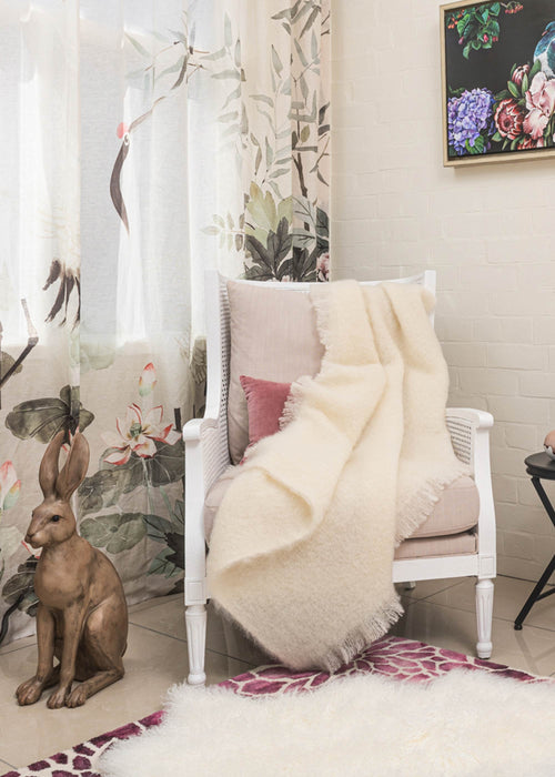 Cream Mohair Chair Throw New Zealand made