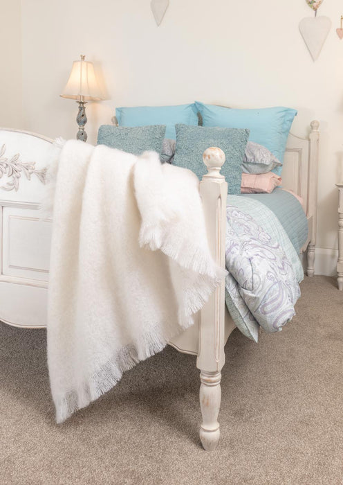 Mohair Blanket NZ - Dove White Mohair Throw Blanket
