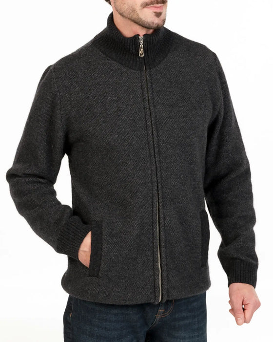 NE439 Mens possum merino zip jacket in Charcoal