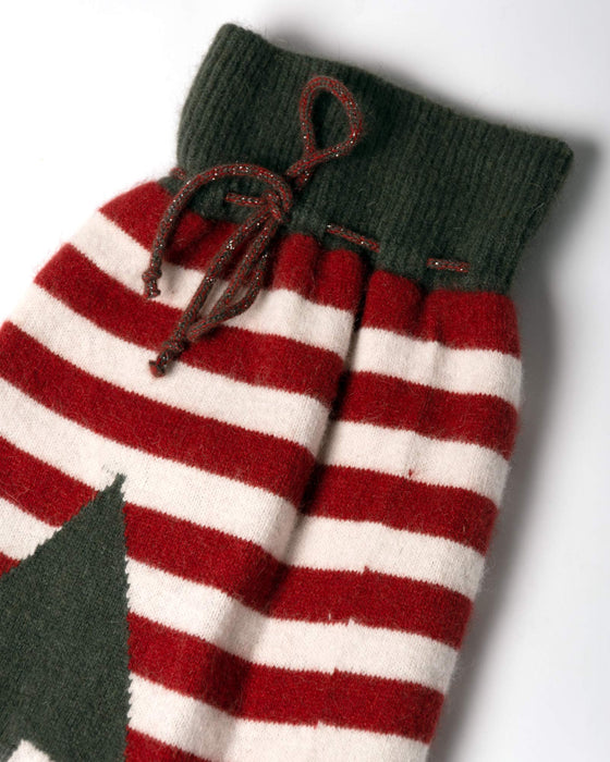 Wool knit santa sack with tie