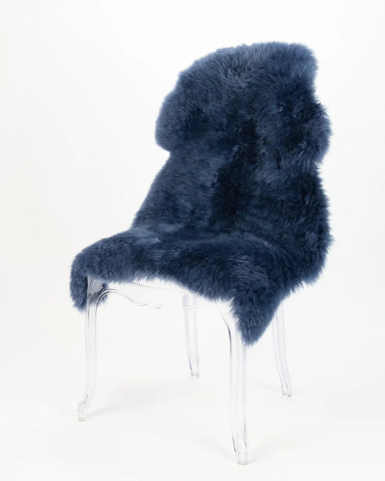 Velvet navy blue sheepskin rug by Gorgeous Creatures