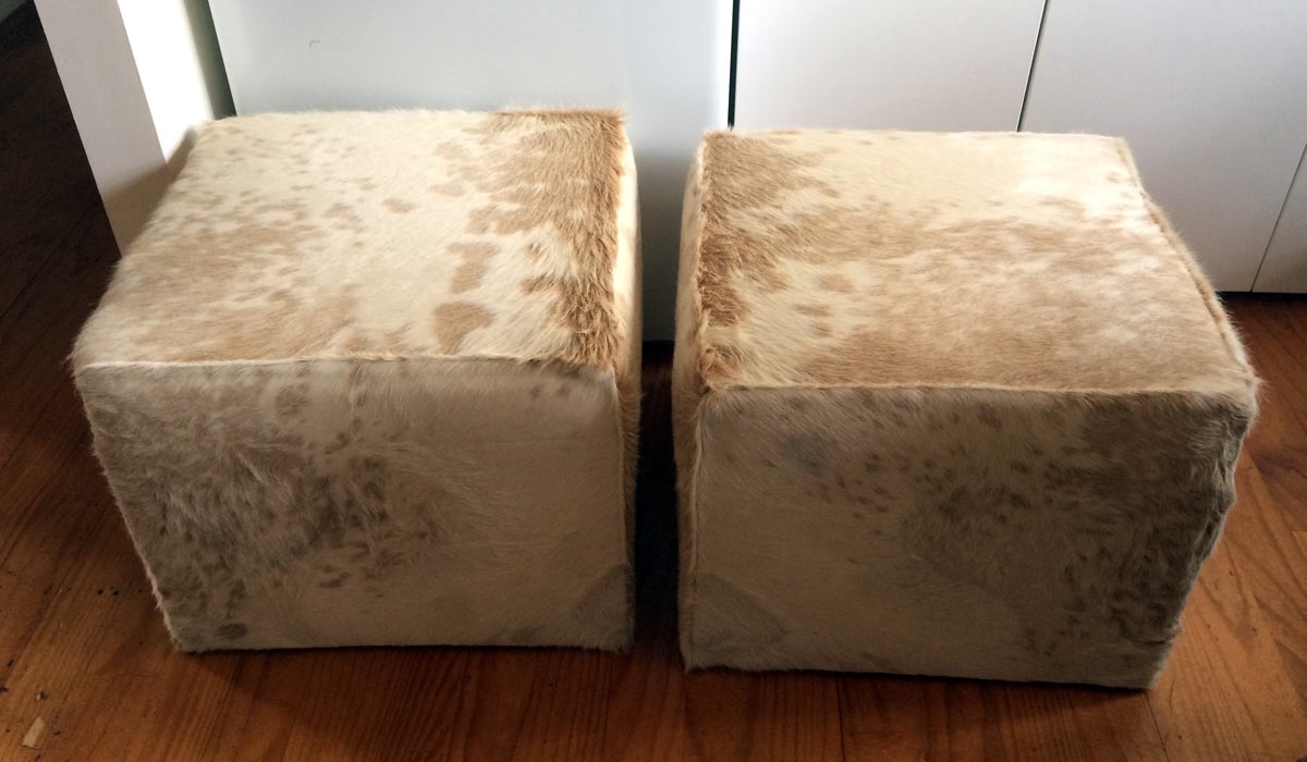 Cowhide cubes beige spotty NZ made