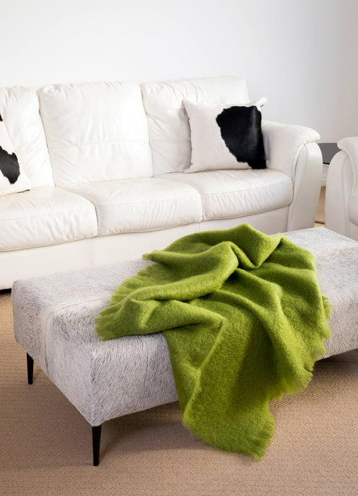 Fern green mohair wool chair throw