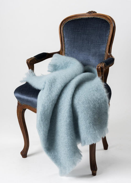 Glacier Blue Mohair Throw Blanket