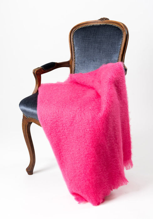 Hot pink mohair throw blanket