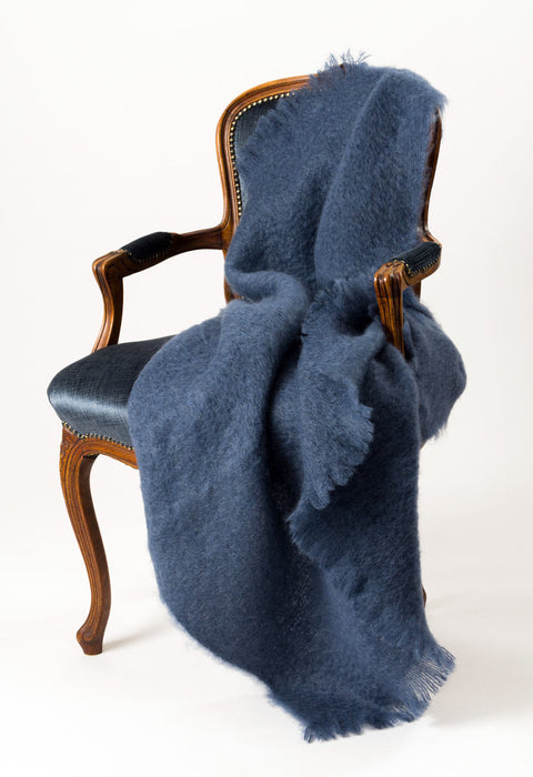 Mohair Throw Blanket NZ Indigo Blue