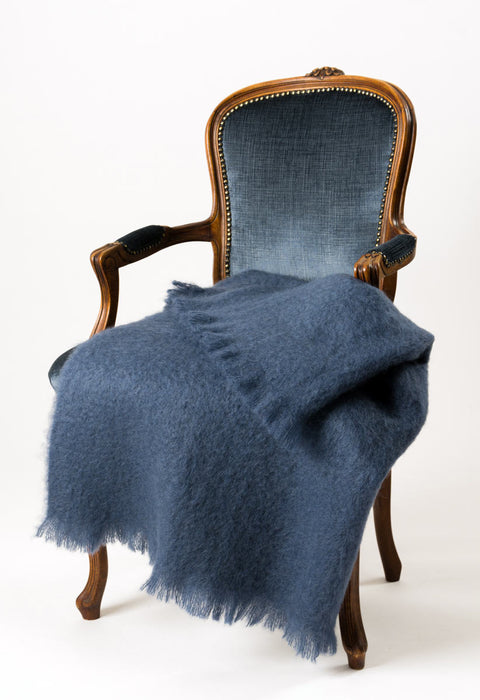 Mohair Chair Throw NZ Indigo Blue