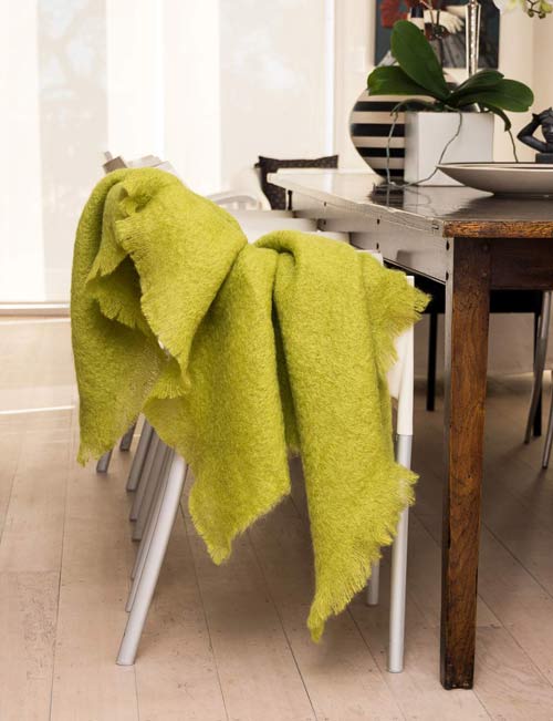 Pesto Green Mohair Throw Blanket