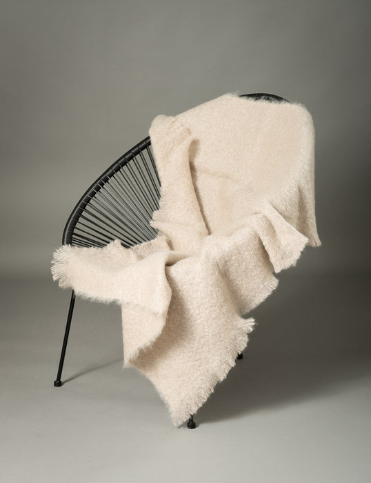 Paper Beige Mohair Throw Blanket