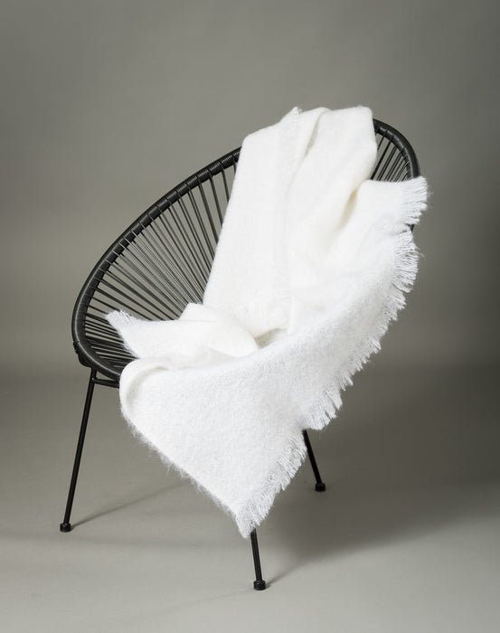 Dove White Mohair Throw Blanket
