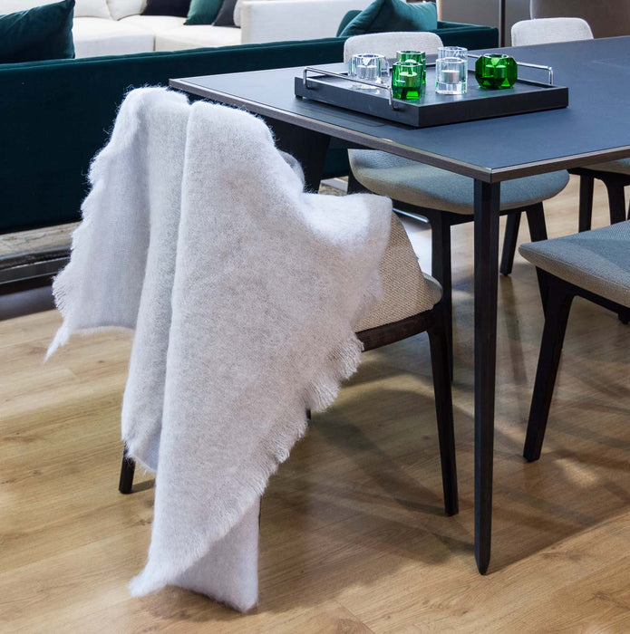 Silver Light Grey Mohair Throw Blanket