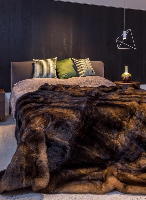 Natural Reddish Brown Possum Fur Blanket by Gorgeous Creatures