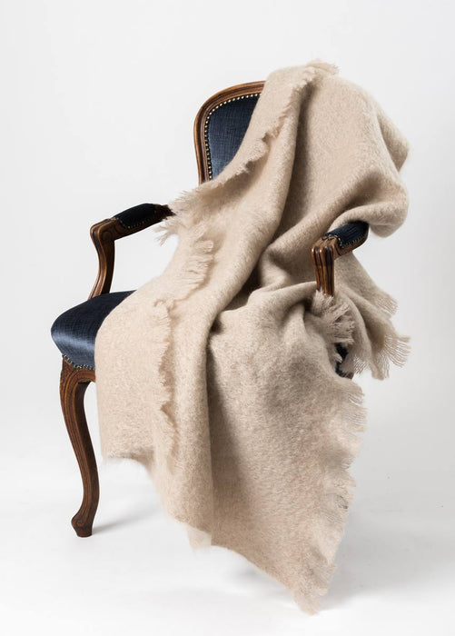 Beige Mohair Throw Blanket NZ