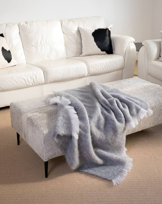 Mohair Throw Blanket NZ - Pewter Grey