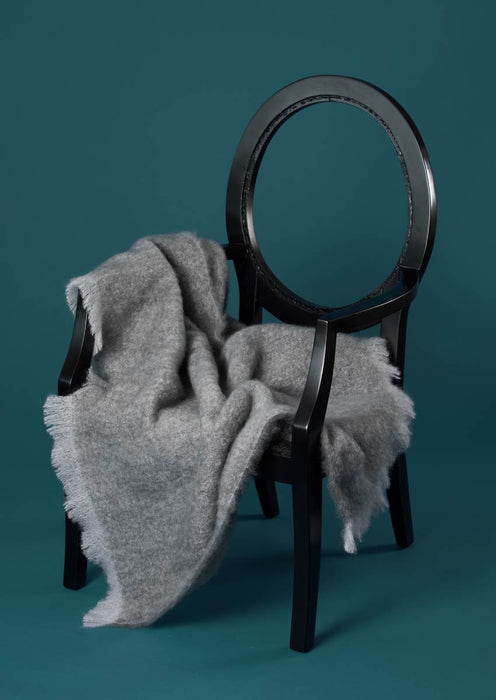 Pewter Grey Mohair Throw Blanket