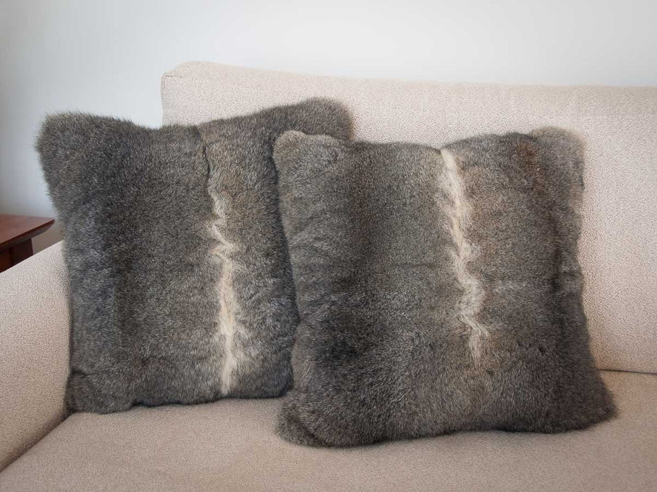 Grey possum fur cushions