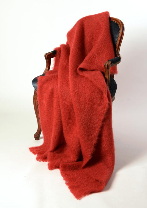Mohair Throw Russet Terracotta Red
