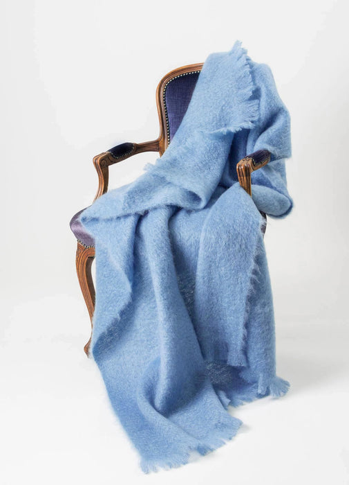 Mohair Throw Blanket NZ Sky Blue