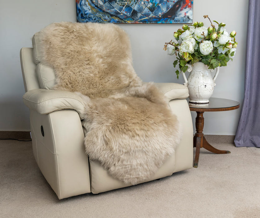 Double sheepskin rug New Zealand stone beige