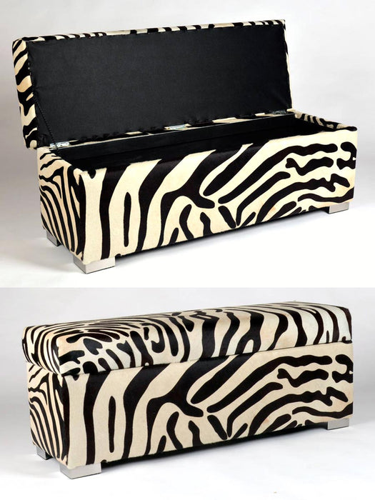Storage ottoman furniture in zebra print