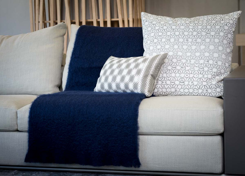 Navy Blue Mohair Chair Throw