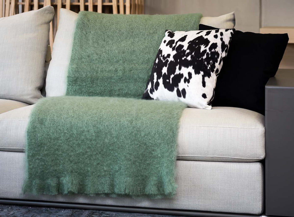 Olive Green Mohair Chair Throw