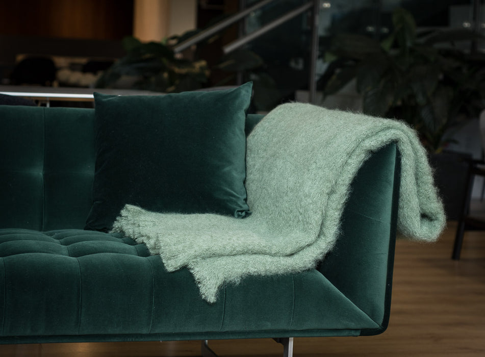 Olive Green Mohair Throw Rug