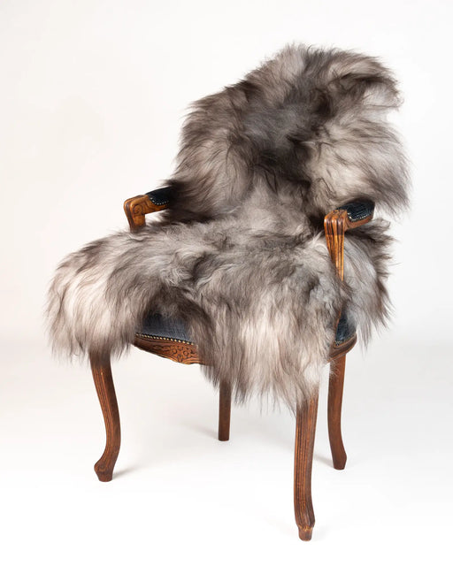 Icelandic sheepskin rug in smokey silver grey #002