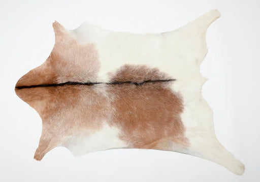 Brown and white goatskin rug #033