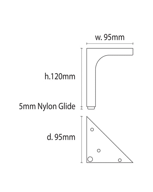 Ali metal furniture leg 12cm tall