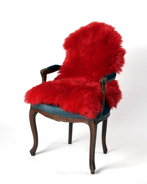 Bright Red Dyed Single Sheepskin Rug NZ