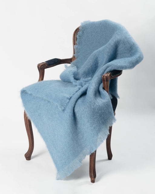 Denim blue mohair chair throw New Zealand made