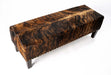 Long bench ottoman in dark exotioc cowhide with studs 1