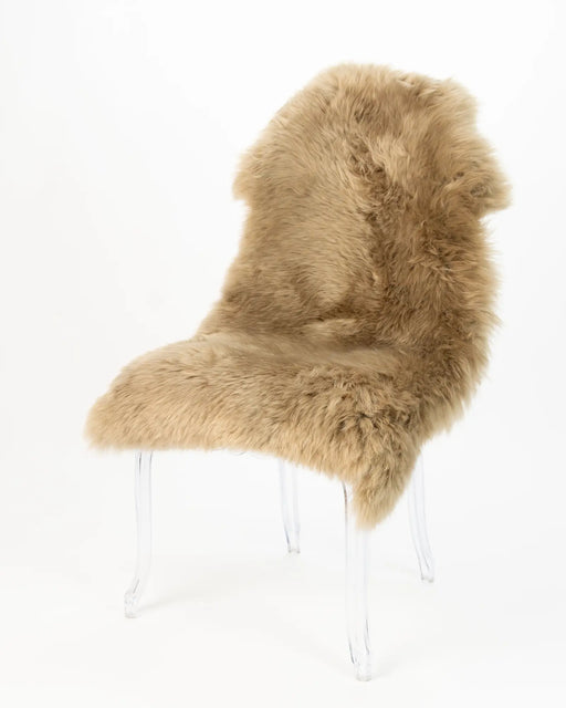 Golden taupe dyed sheepskin rug NZ
