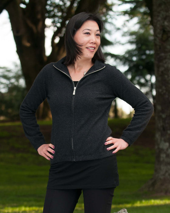 Charcoal Women's Plain Zip Jacket - NB485