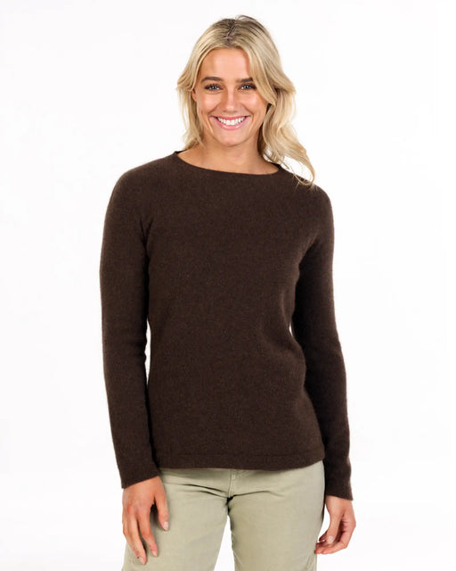 NB682 womens crew sweater cocoa brown