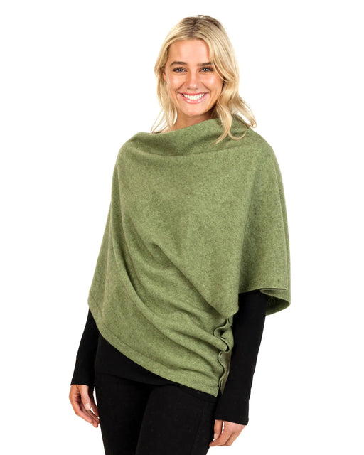 NE557 Anyway wrap in green possum merino wool
