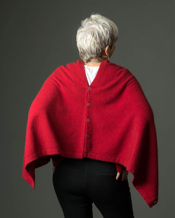 Berry Red Women's Any-Way Possum Merino Wrap - NE557