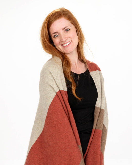 NE815 possum merino wool travel wrap in rosewood and mink