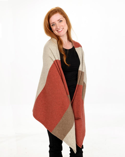 NE815 possum merino wool travel wrap in rosewood and mink