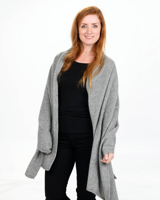 NE815 possum merino wool travel wrap in silver grey