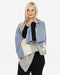 NE815 Crystal blue, grey and cream travel  wrap in possum merino wool blend