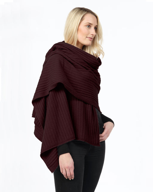 NE860 possum merino ribbed wrap in Shiraz