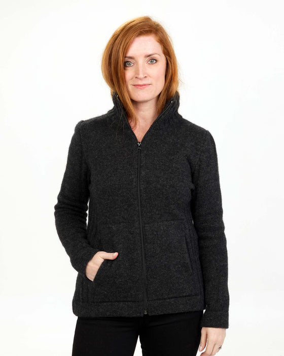 NS832 essential possum merino wool jacket for women charcoal grey