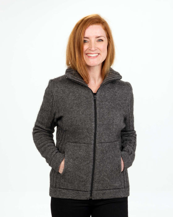 Grey Merino Wool Zip Jacket NZ Knitwear Gorgeous Creatures