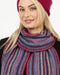 NX378 Striped possum merino wool scarf in Winterberry