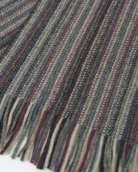 Possum & Merino Wool Charcoal Wine Flax Multi Stripe Scarf - NX378