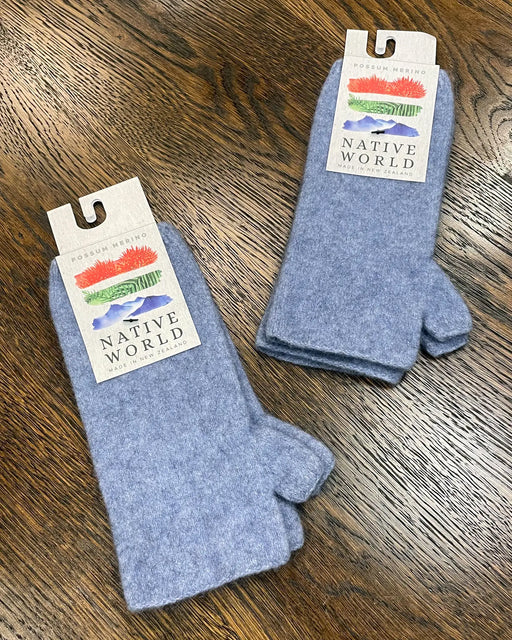 NX553 possum merino wool hand warmers crystal blue