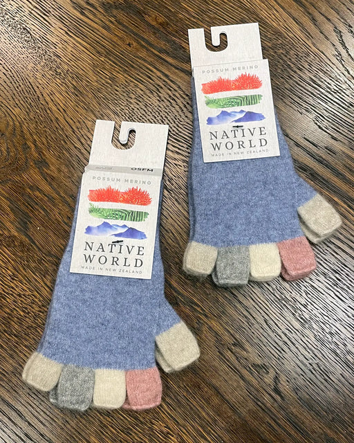 NX812 possum merino crazy gloves in crystsal blue