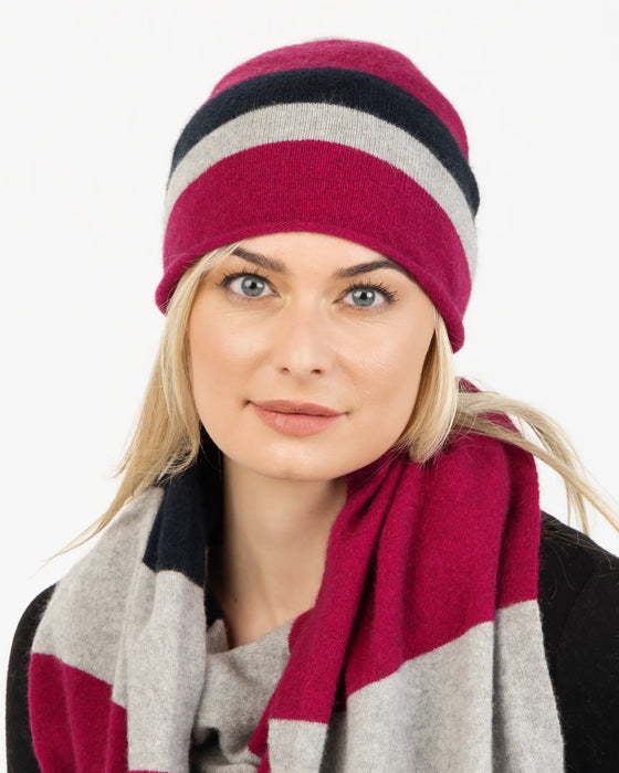 NX825 Winterberry travel beanie in possum merino wool